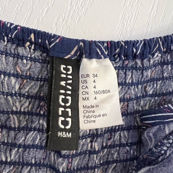 H&M Blue Patterned Summer Dress Size 4 - Picture 2 of 4